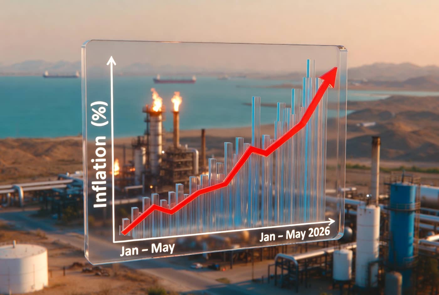 La courbe de l’inflation sur fond de prix du pétrole (Crédit : Alex.I)