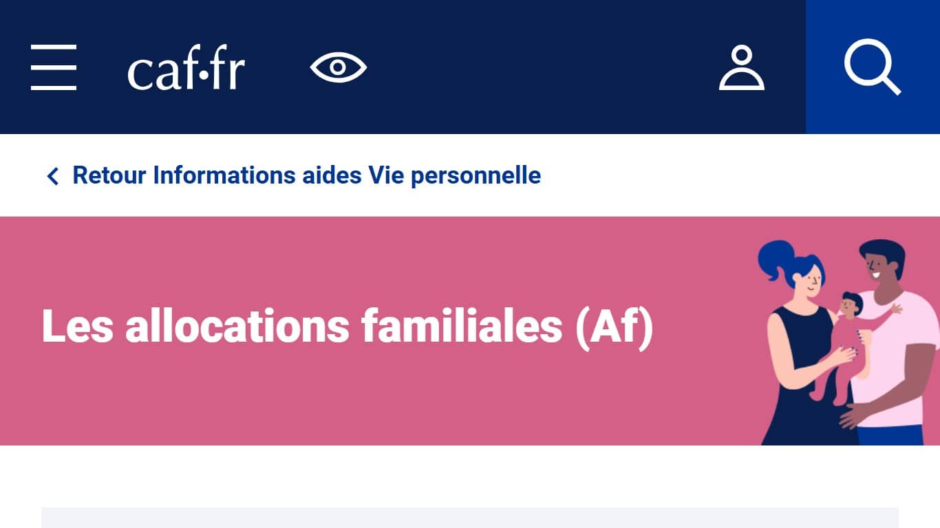 La page des allocations familiales (Crédit : capture CAF)