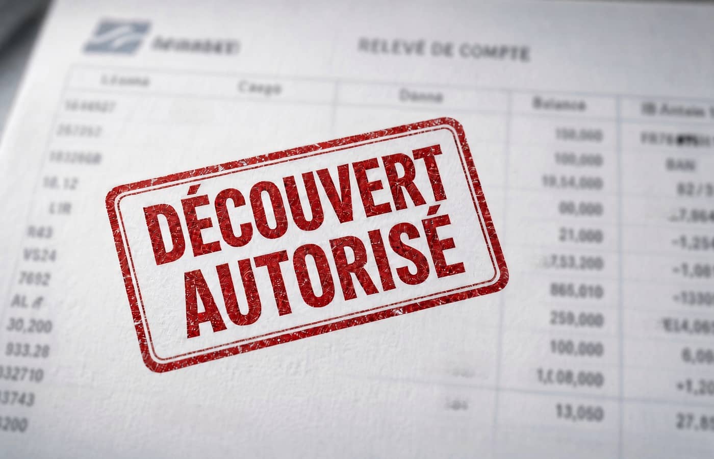 Relevé bancaire avec tampon découvert autorisé (Crédit : Alex.I)