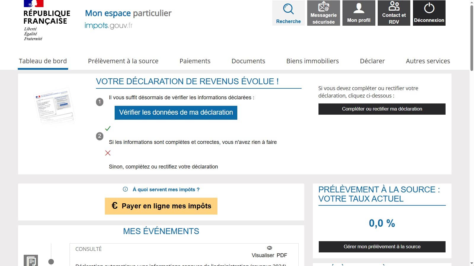 Page web Impôts.gouv.fr (Crédit : site des impôts)