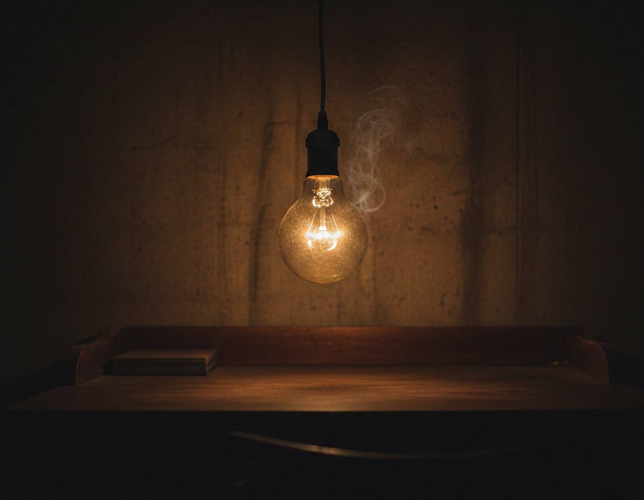 Une ampoule à filament avec un éclairage blafard (Crédit : Alex.I)